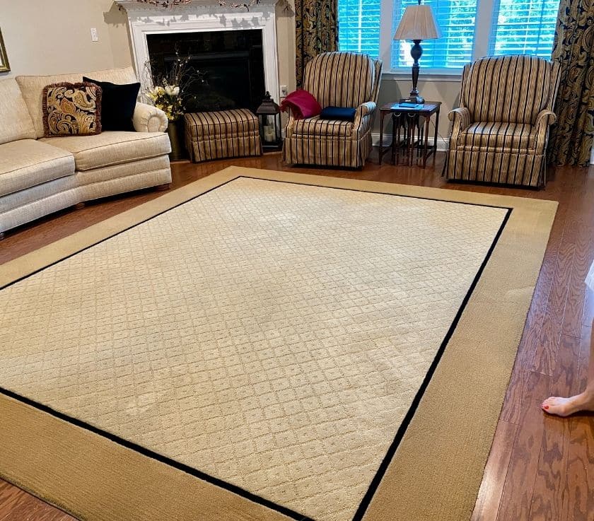 Freshly cleaned large area rug in a residential home in Wall NJ