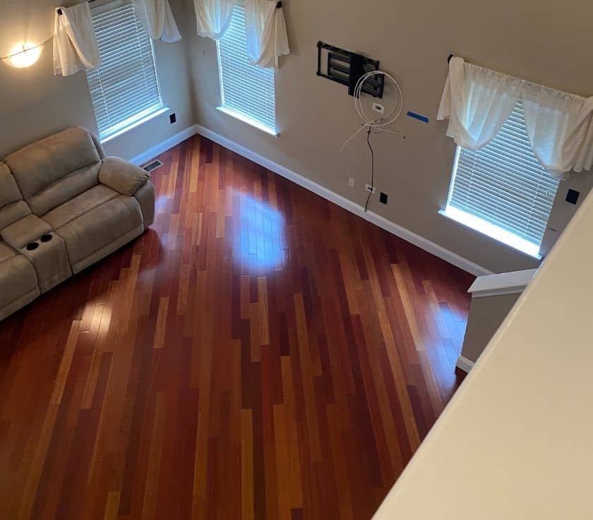 Natural finish hardwood floors after professional cleaning in Monmouth County NJ