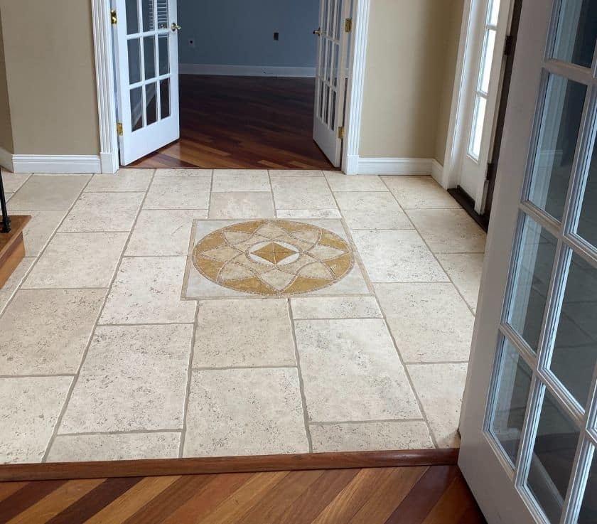 Natural Stone Deep Cleaning in an entryway in Monmouth County NJ